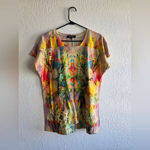 B.L.E.U. Colorful Floral Short Sleeve Top